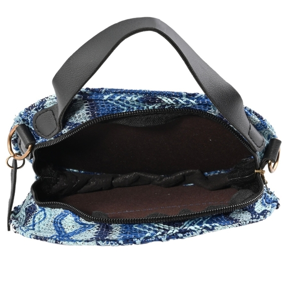 Thailand Designer, ROYAL SIAMESE Handmade Embroidery Navy Faux Leather NWT - Picture 4 of 7